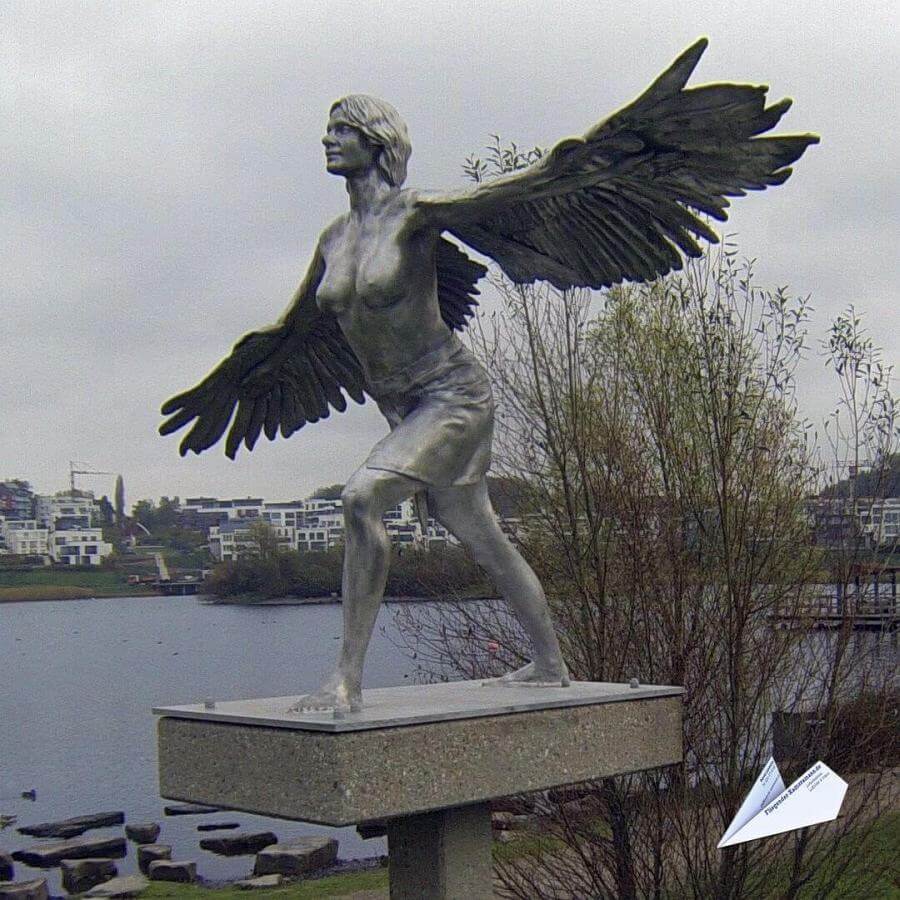 Luftaufnahme PHOENIX See Dortmund Skulptur Vogelfrau