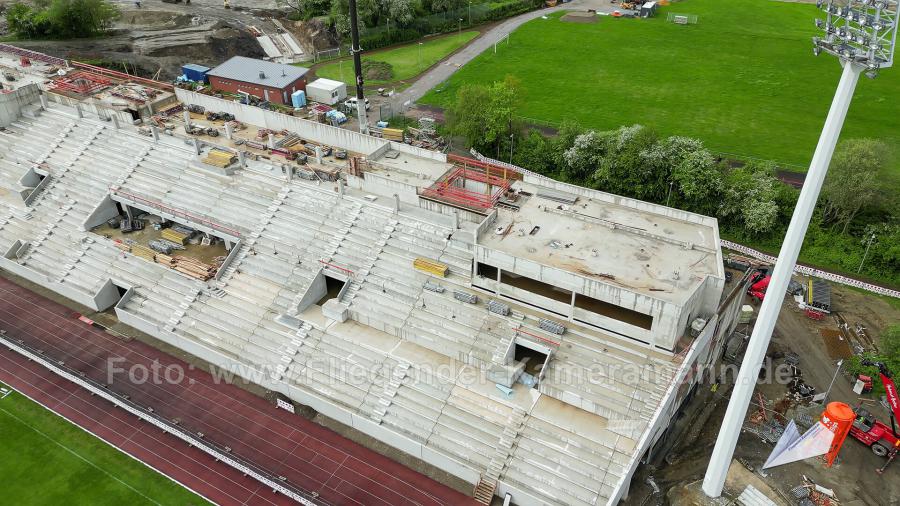 Luftaufnahmen der Umbauarbeiten am Lohrheidestadion in Bochum-Wattenscheid