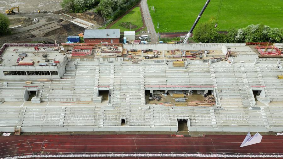 Luftaufnahmen der Umbauarbeiten am Lohrheidestadion in Bochum-Wattenscheid