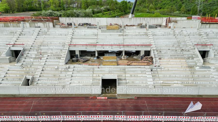 Luftaufnahmen der Umbauarbeiten am Lohrheidestadion in Bochum-Wattenscheid