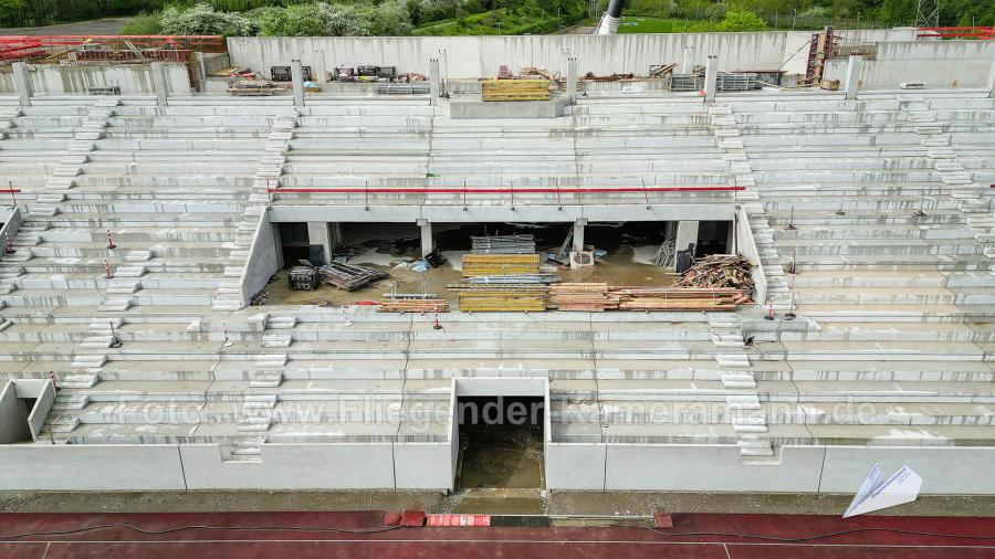 Luftaufnahmen der Umbauarbeiten am Lohrheidestadion in Bochum-Wattenscheid