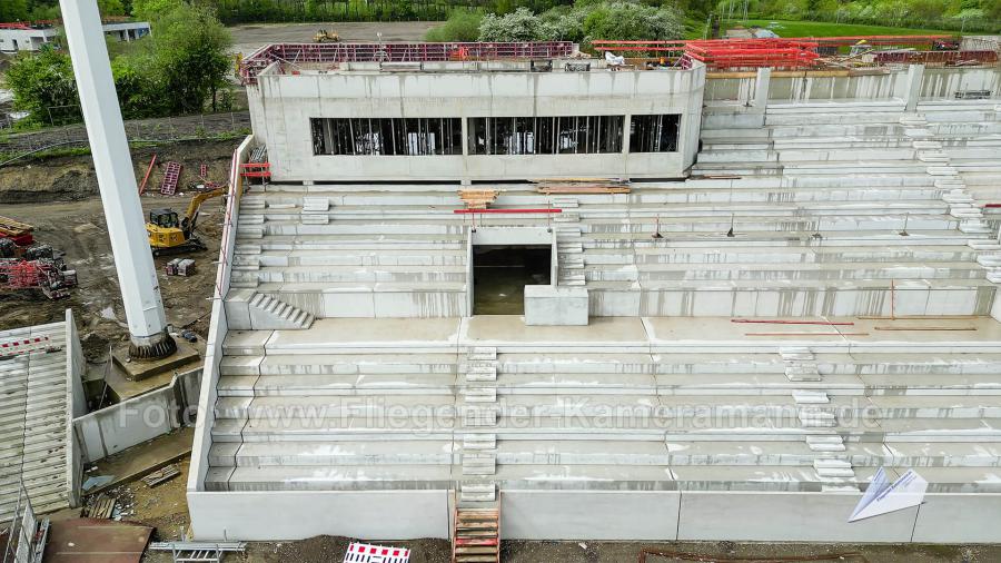 Luftaufnahmen der Umbauarbeiten am Lohrheidestadion in Bochum-Wattenscheid