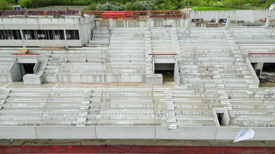 Luftaufnahmen der Umbauarbeiten am Lohrheidestadion in Bochum-Wattenscheid