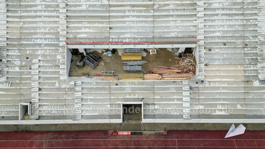 Luftaufnahmen der Umbauarbeiten am Lohrheidestadion in Bochum-Wattenscheid