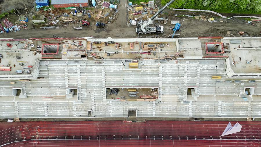 Luftaufnahmen der Umbauarbeiten am Lohrheidestadion in Bochum-Wattenscheid