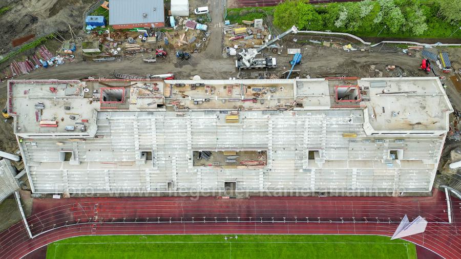 Luftaufnahmen der Umbauarbeiten am Lohrheidestadion in Bochum-Wattenscheid