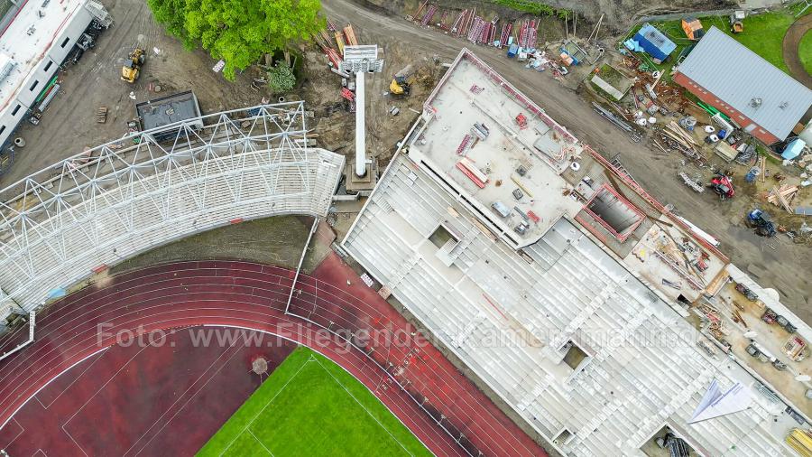 Luftaufnahmen der Umbauarbeiten am Lohrheidestadion in Bochum-Wattenscheid