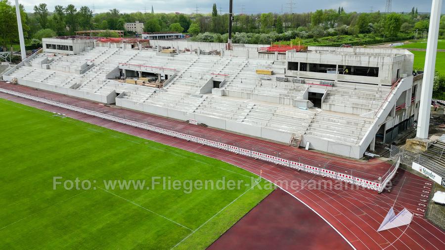 Luftaufnahmen der Umbauarbeiten am Lohrheidestadion in Bochum-Wattenscheid