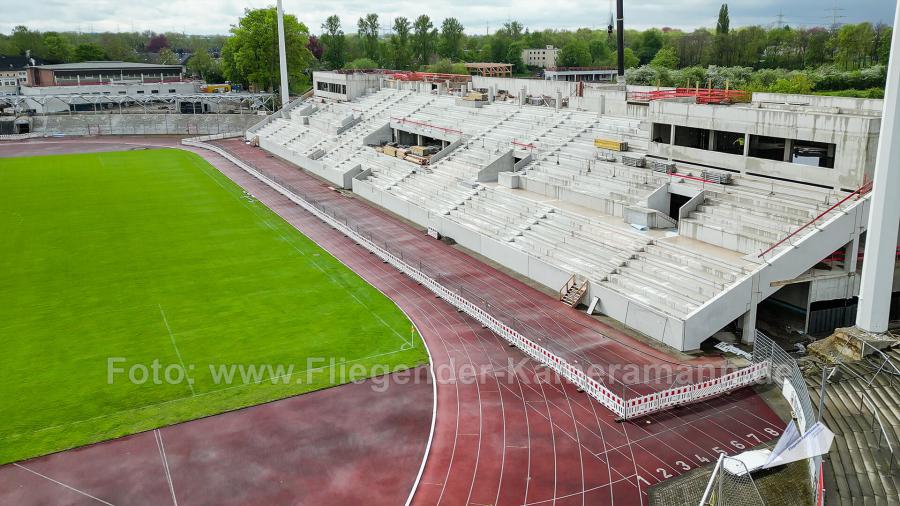 Luftaufnahmen der Umbauarbeiten am Lohrheidestadion in Bochum-Wattenscheid