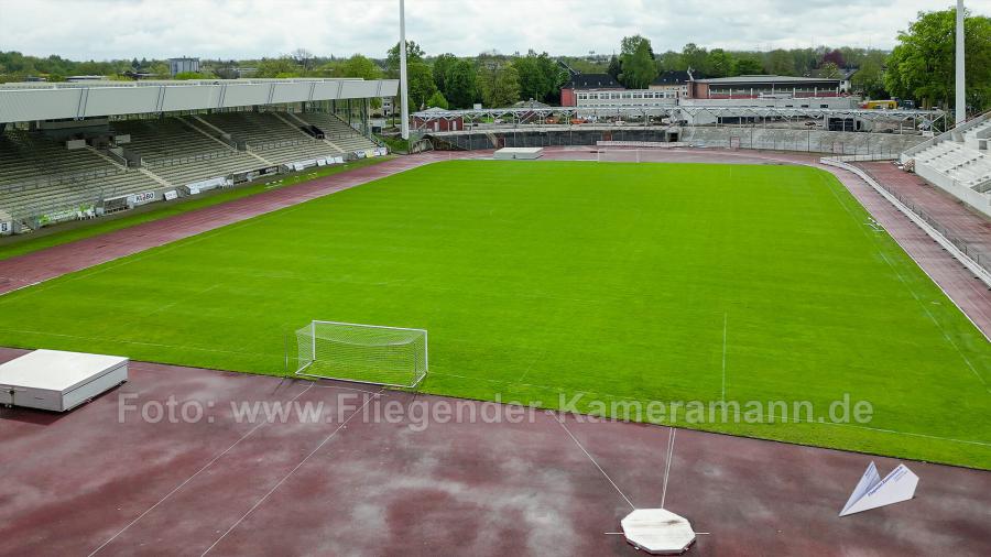 Luftaufnahmen der Umbauarbeiten am Lohrheidestadion in Bochum-Wattenscheid